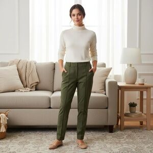 Laura Petites Olive Green cropped trouser Pants size 16 nwot